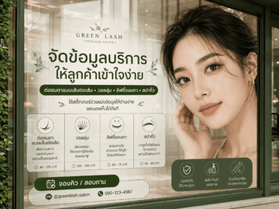 สติ๊กเกอร์ติดกระจกร้านต่อขนตา เชียงใหม่